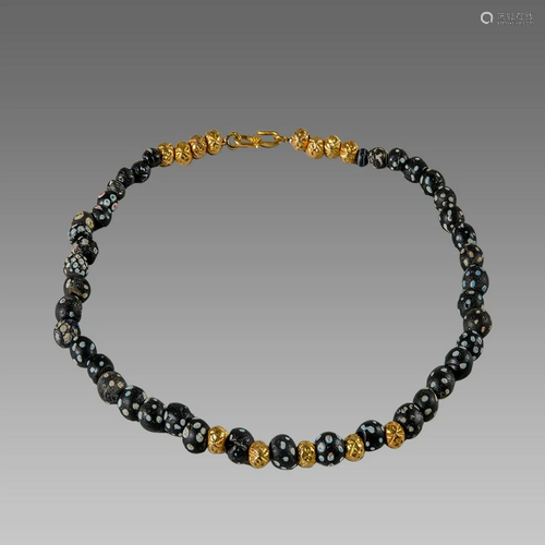 Roman Style Mosaic glass Beads Necklace.