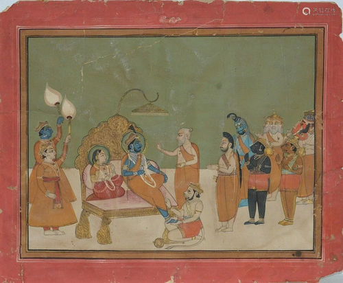 Jaipur, 19th Century RAM DARBAR . A Painting on gouache