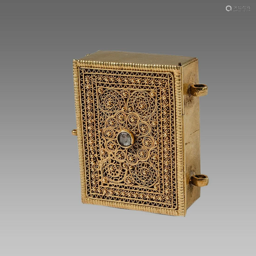 19th century Islamic Persian Qajar Gold Quran Case.