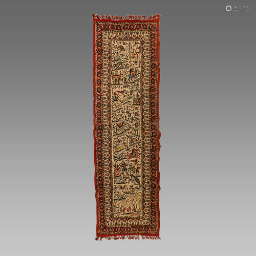 Persian Qajar Wood Block Fabric Panel.