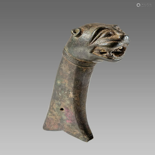 18th/19th century Indian Bronze Sword handle with Lion.