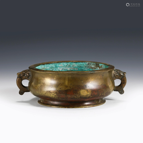 XUANDE BRONZE TIGER HANDLE CENSER