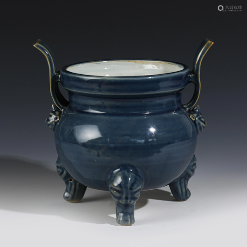 BLUE GLAZED TRIPOD AMPHORA CENSER