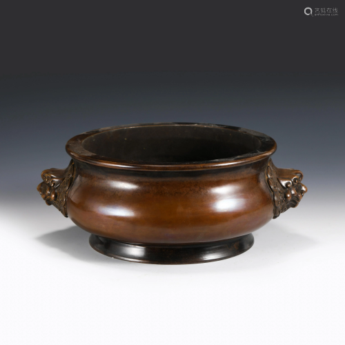 XUANDE LION EARS BRONZE CENSER