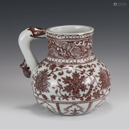 MING RED GLAZED PORCELAIN EWER