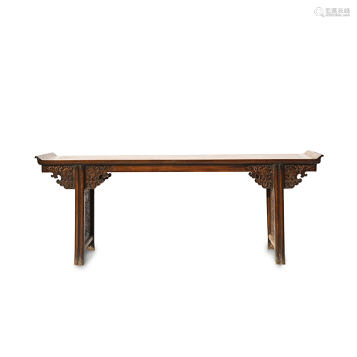 CHINESE HUANGHUALI EVERTED RIM LONG ALTAR TABLE