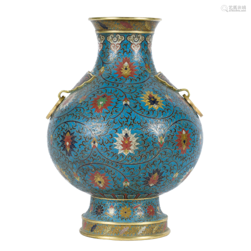 QING GILT BRONZE CLOISONNE ENAMEL VASE