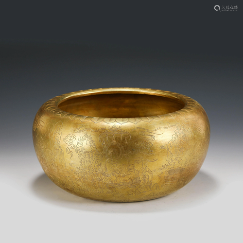 CHINESE GILT BRONZE BEGGING BOWL