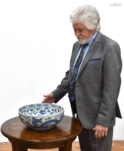 CHINESE BLUE & WHITE DRAGON PORCELAIN BOWL