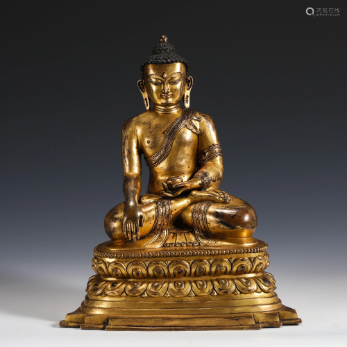 MING GILT BRONZE SAKYAMUNI BUDDHA