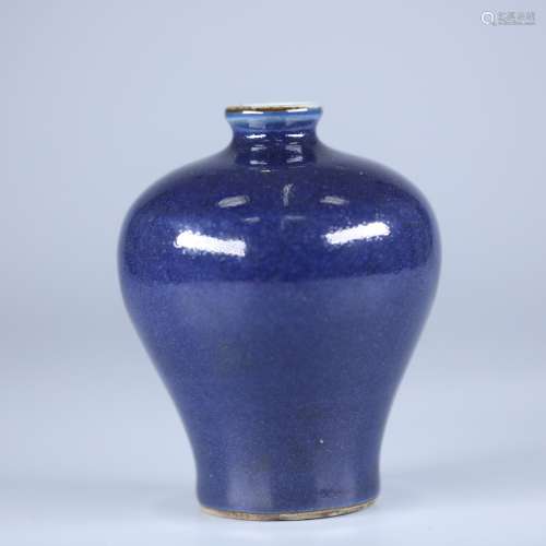清早期 霁蓝釉梅瓶