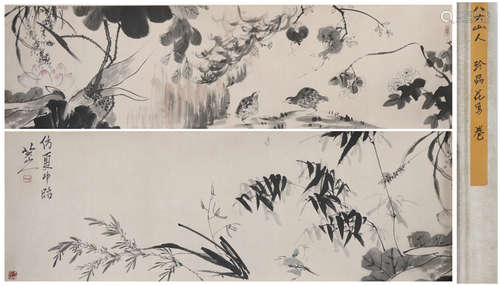 A Zhu da's flowers and birds hand scroll