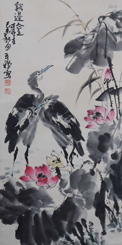 A Li kuchan's flowers and birds painting