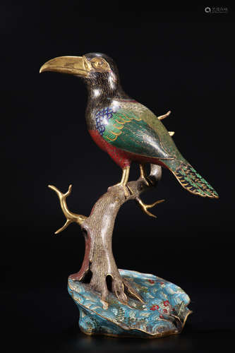 A Cloisonne enamel crow