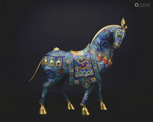 A Cloisonne enamel horse