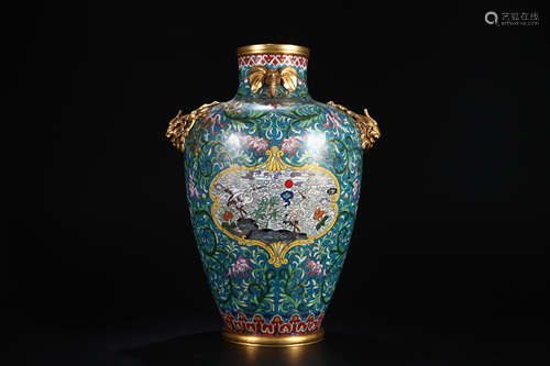 A Cloisonne enamel 'flowers' vase