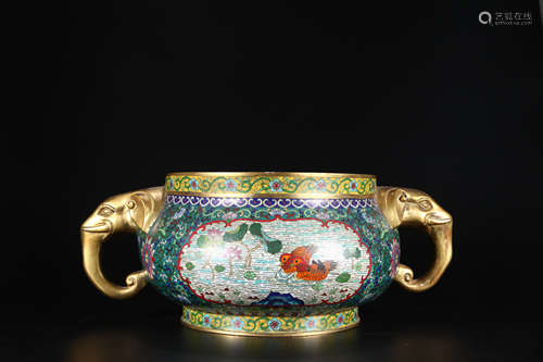 A Cloisonne enamel censer