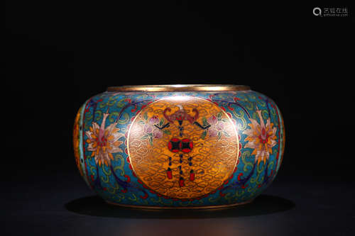 A Cloisonne enamel 'flowers' washer