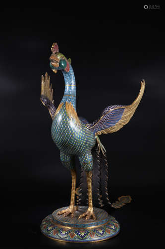 A Cloisonne enamel peacock