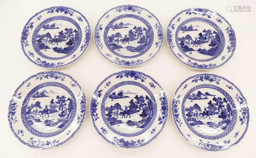 Set 6 Chinese 18th Cent. Blue & White Plates