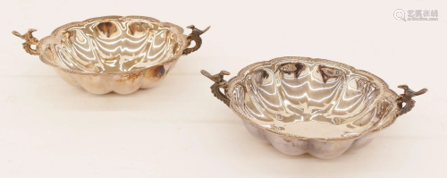 Pair Spanish Colonial Silver Handled Bowls