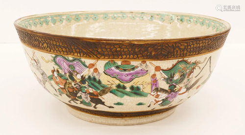 Chinese Qing Nanking Crackle Punch Bowl