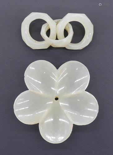 2pc Old Chinese Jade Flower & Rings