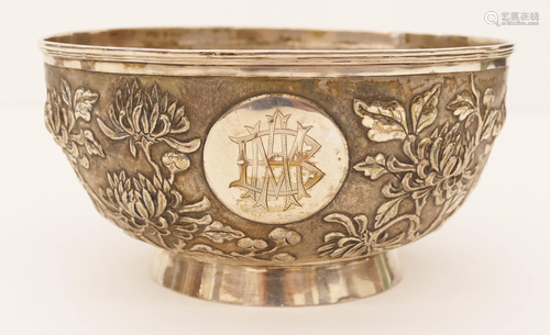 Chinese Export Silver Chrysanthemum Bowl