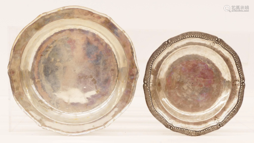 2pc Spanish Colonial Silver Plates