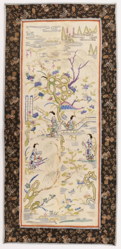Pair Chinese Qing Silk Sleeve Panels