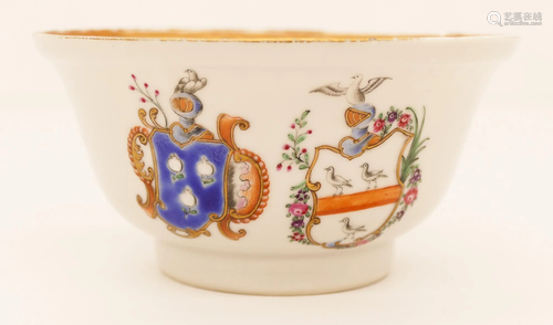 Chinese Export Double Armorial Tea Bowl