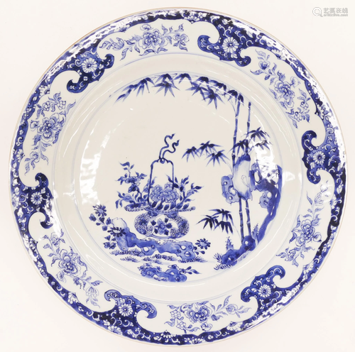 Chinese Kangxi ''Flower Basket Landscape'' Blue & White