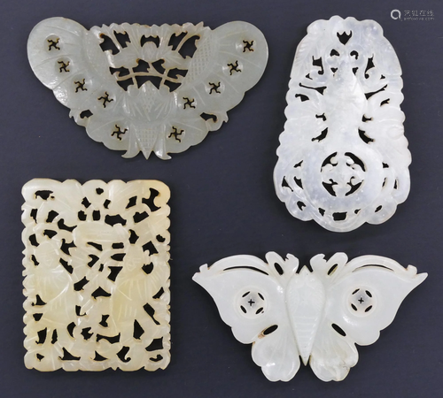 4pc Chinese Qing Jade and Stone Pendants