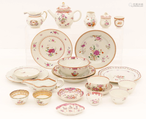 23pc Chinese 18th Cent. Export Floral Porcelain