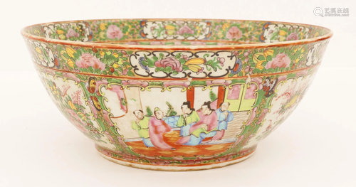 Chinese Qing Rose Canton Punch Bowl