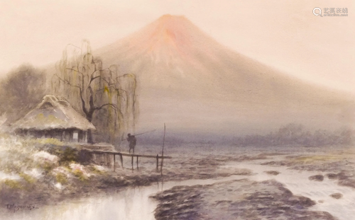 T. Masamitsu ''Mt. Fuji Landscape'' Watercolor