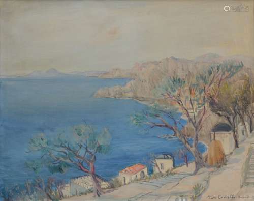 Mario Cortiello: painting (o/c) 'view of Sorrento' (40x50 cm)