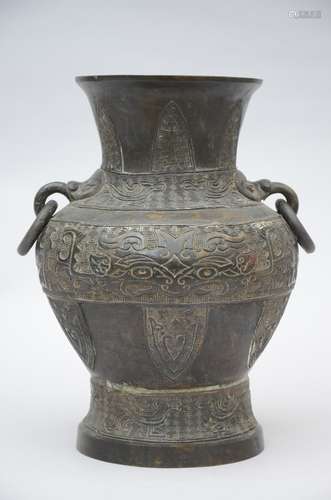 A Chinese bronze vase in archaic style, Ming dynasty (inscriptions, 38cm) (*)