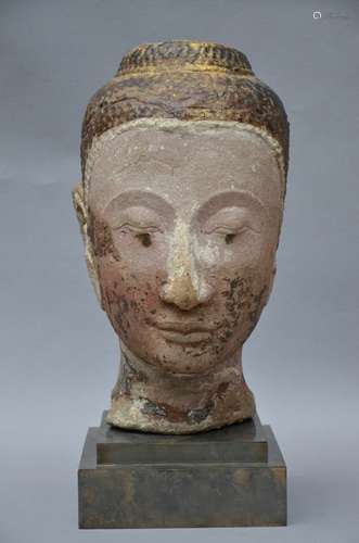 Head of a Buddha in stone, Thailand Ayutthaya (34 cm)