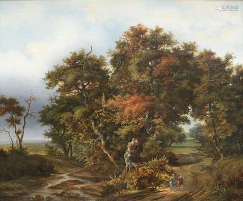 Anonymous (after Koekoek): painting (o/c) 'view of a forest' (67x83 cm)