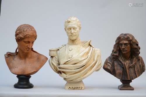 Lot: three busts (h 60 - 77 cm)