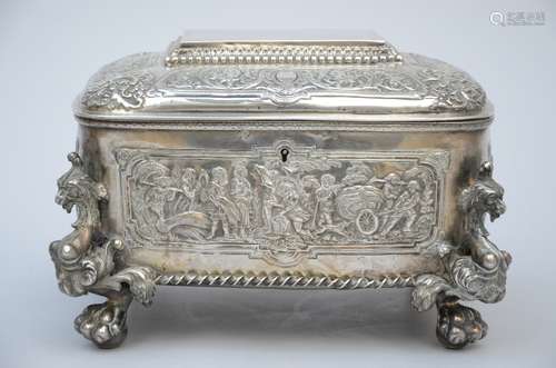 A large Renaissance style box in silver 'the four seasons', probably German work (20x28x23 cm)