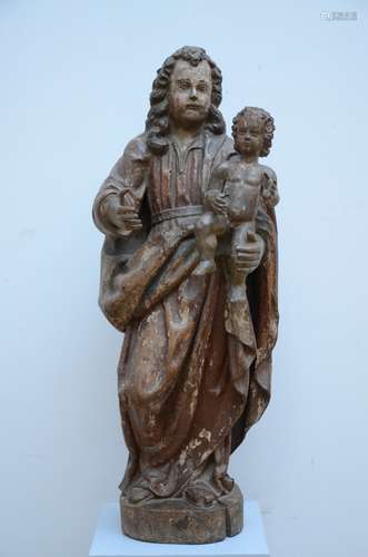 A polychrome wood sculpture 'Standing Madonna and Child', 16th - 17th century (86 cm) (*)