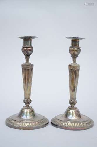 A pair of silver Louis XVI candlesticks, Ghent 1792 (29 cm)