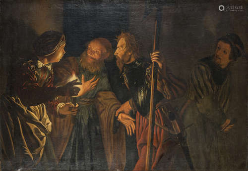 Anonymous (attributed to Gerard Seghers): painting (o/c) 'the denial of Peter' (90x128 cm)