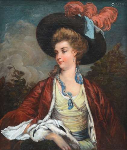 Anonymous (English school, 19th century): painting (o/c) 'portrait of an elegant lady' (92x78