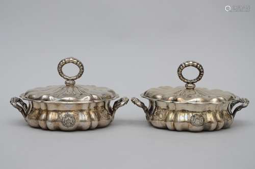 A pair of silver armorial vegetable tureens by Mayerhofer & Klinkosch, Vienna 19th century (