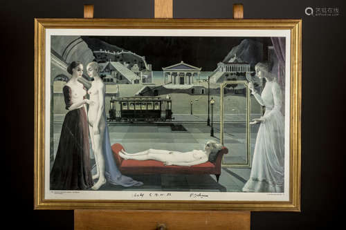 Signed poster by Paul Delvaux (1982) (70x100)