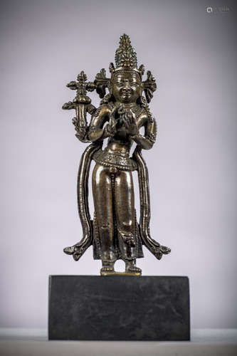 Tibetan bronze statue 'standing deity with vajra', 12th - 13th century (provenance: Cornette De