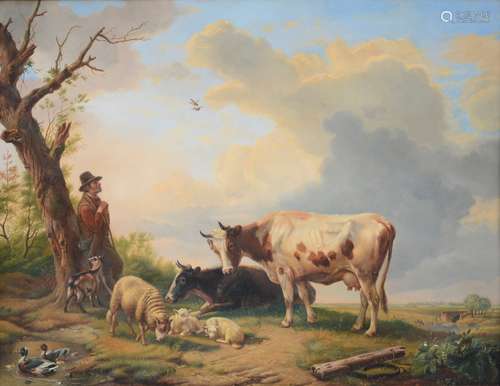 P. Piens 1882: painting (o/p) 'animated landscape with shepherd' (68x89 cm)